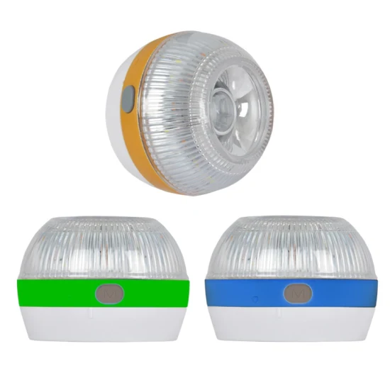 LED Road Flares Ámbar Estroboscópico Ayuda Flash Coche Emergencia Precaución Advertencia Seguridad V16 Luz de emergencia con Mini lámpara de camping